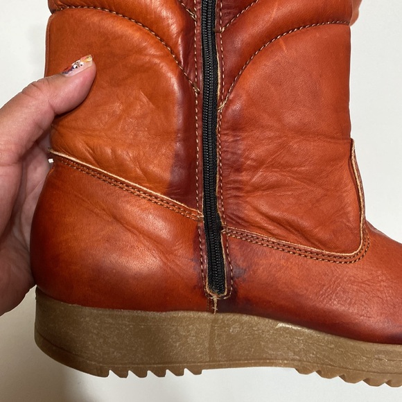Vintage Hush Puppies Women’s Rust Leather Insulated Zip Up Winter Boots - Picture 8 of 12